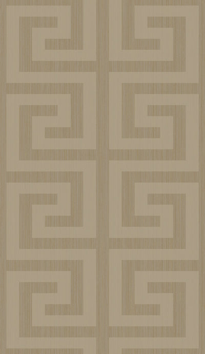 product image of Greek Key Wallpaper in Khaki and Metallic Champagne from the Essential Textures Collection by Seabrook Wallcoverings 520
