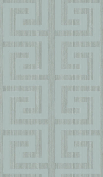 product image of Greek Key Wallpaper in Metallic Sea Green from the Essential Textures Collection by Seabrook Wallcoverings 552