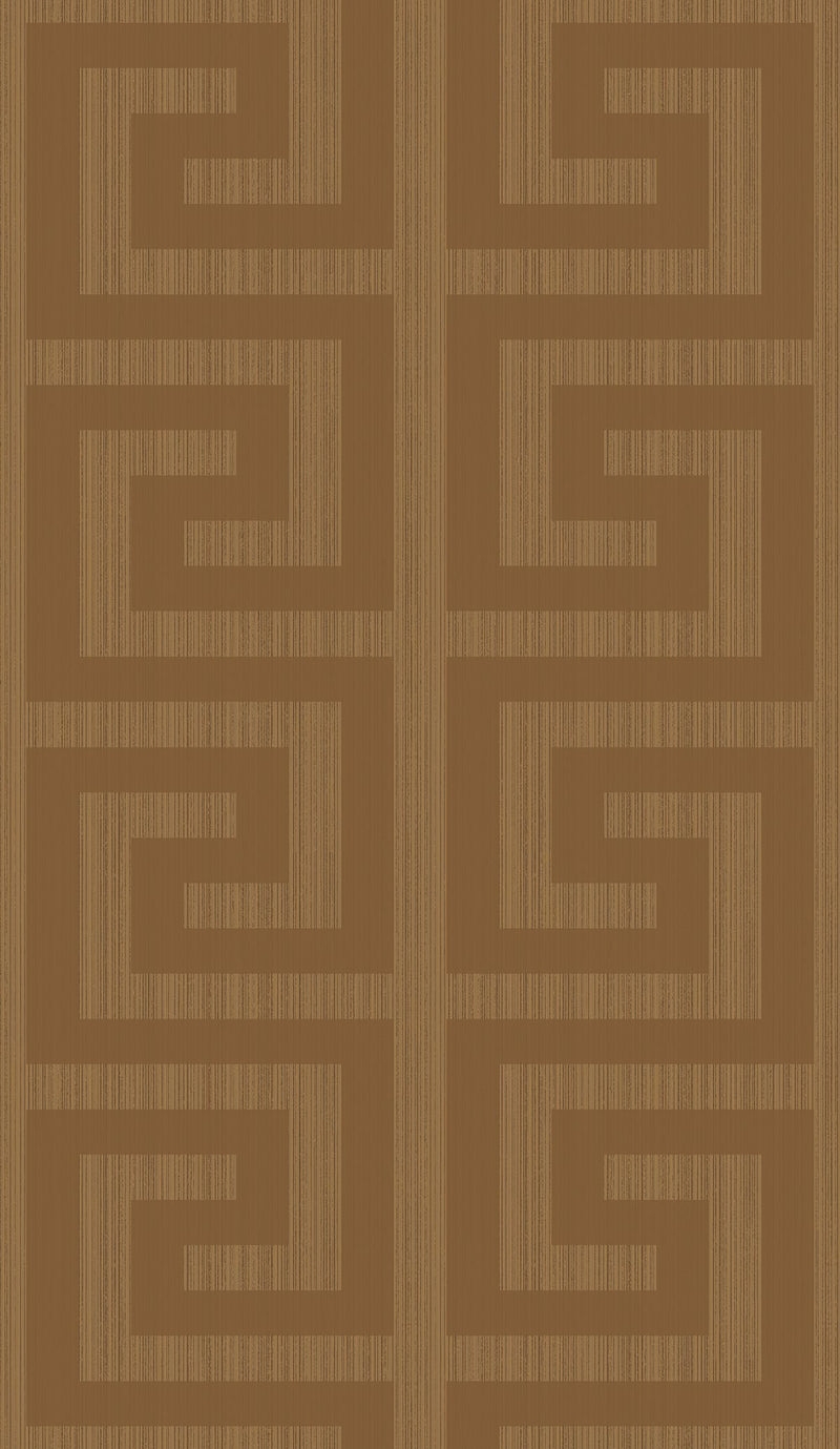media image for sample greek key wallpaper in metallic terracotta from the essential textures collection by seabrook wallcoverings 1 211