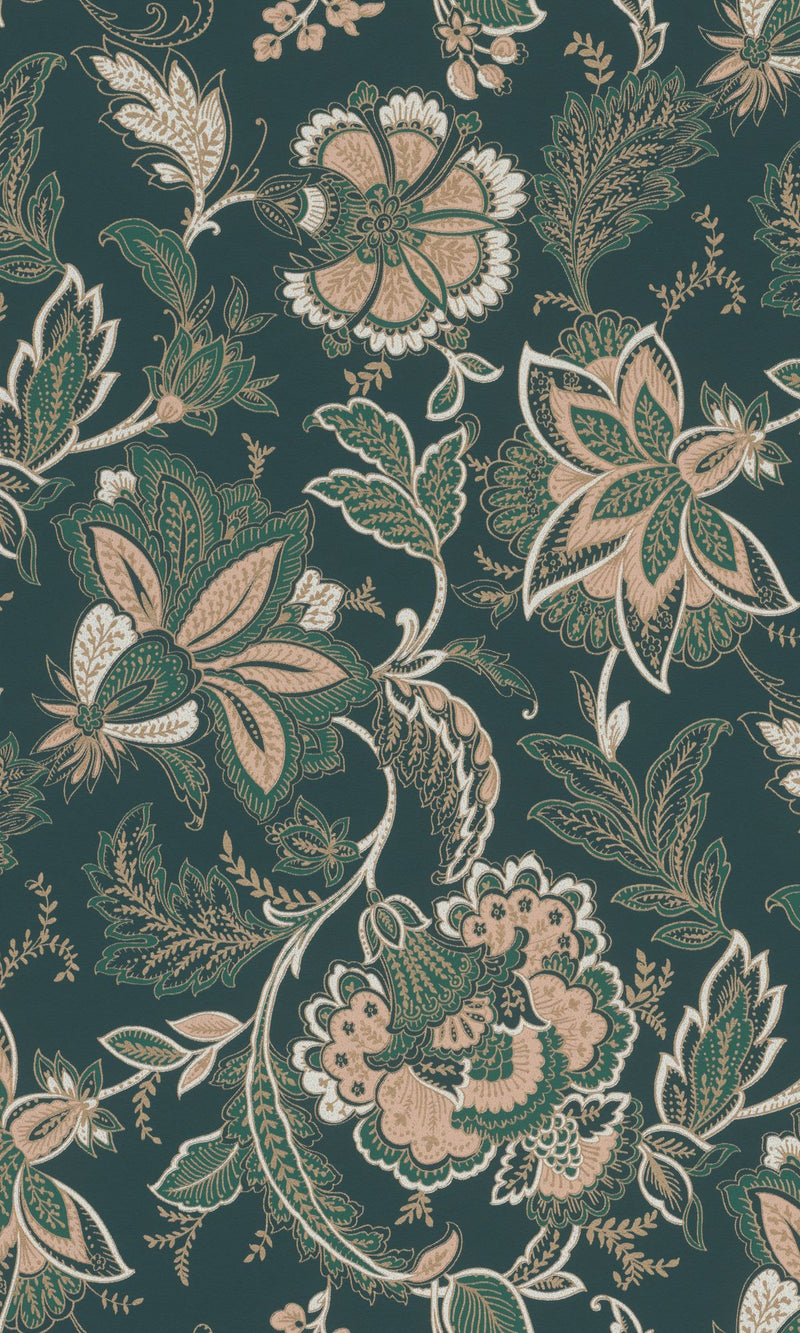 media image for sample hand drawned bold floral blossoms green wallpaper by walls republic 1 248