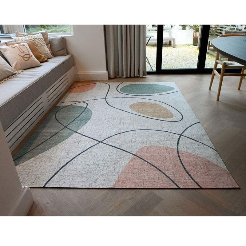 media image for Green Pink Abstract & Organic Shapes Area Rug 269