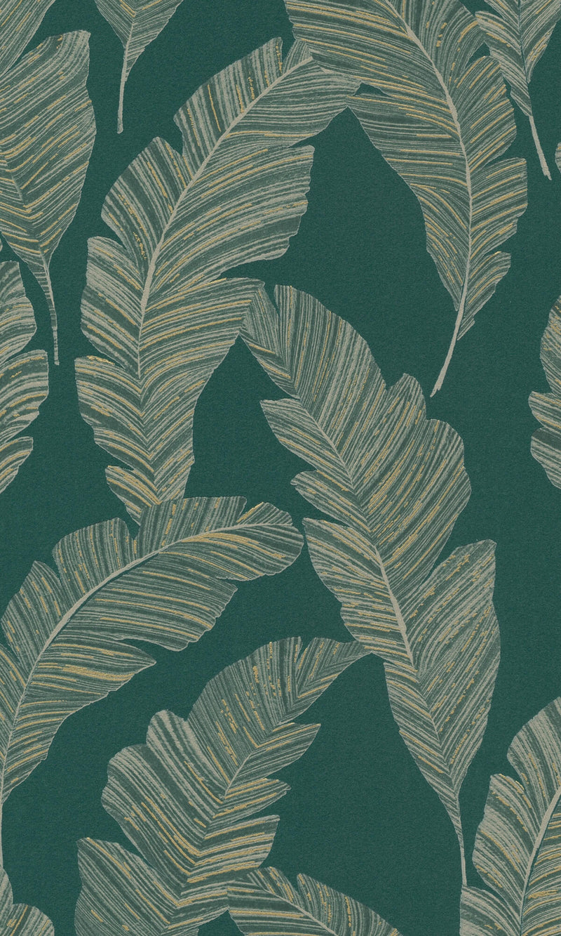 media image for Sketched Leaves Botanical Wallpaper in Green by Walls Republic 248