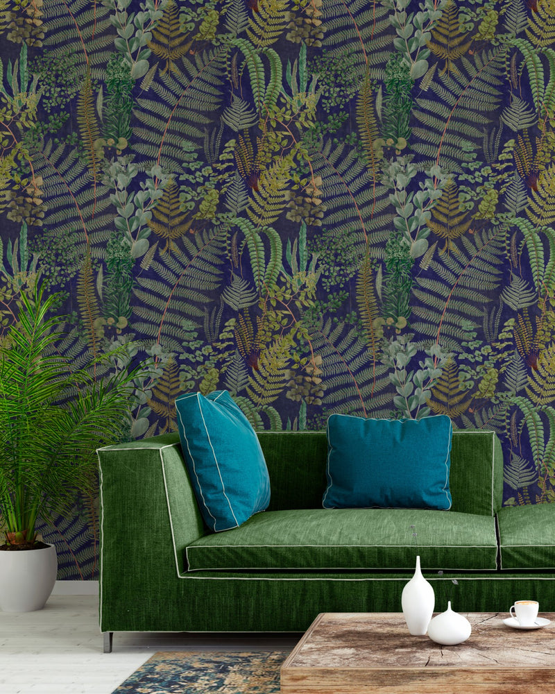 media image for Green Sanctuary Wallpaper in Anthracite from the Florilegium Collection by Mind the Gap 273