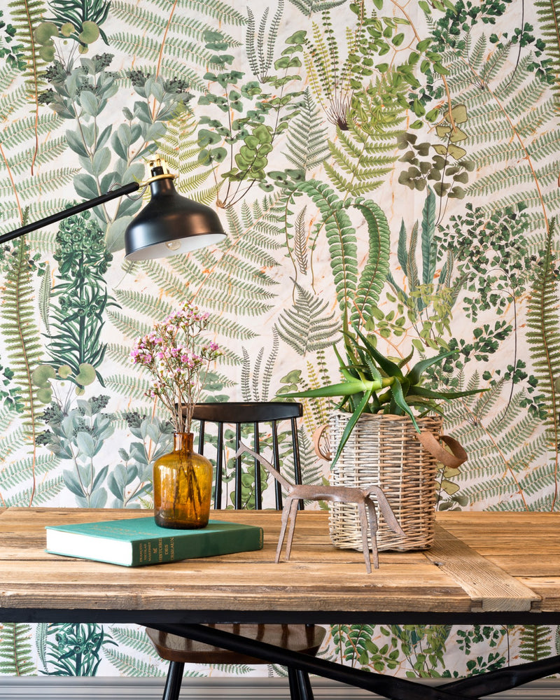 media image for Green Sanctuary Wallpaper in Taupe from the Florilegium Collection by Mind the Gap 265