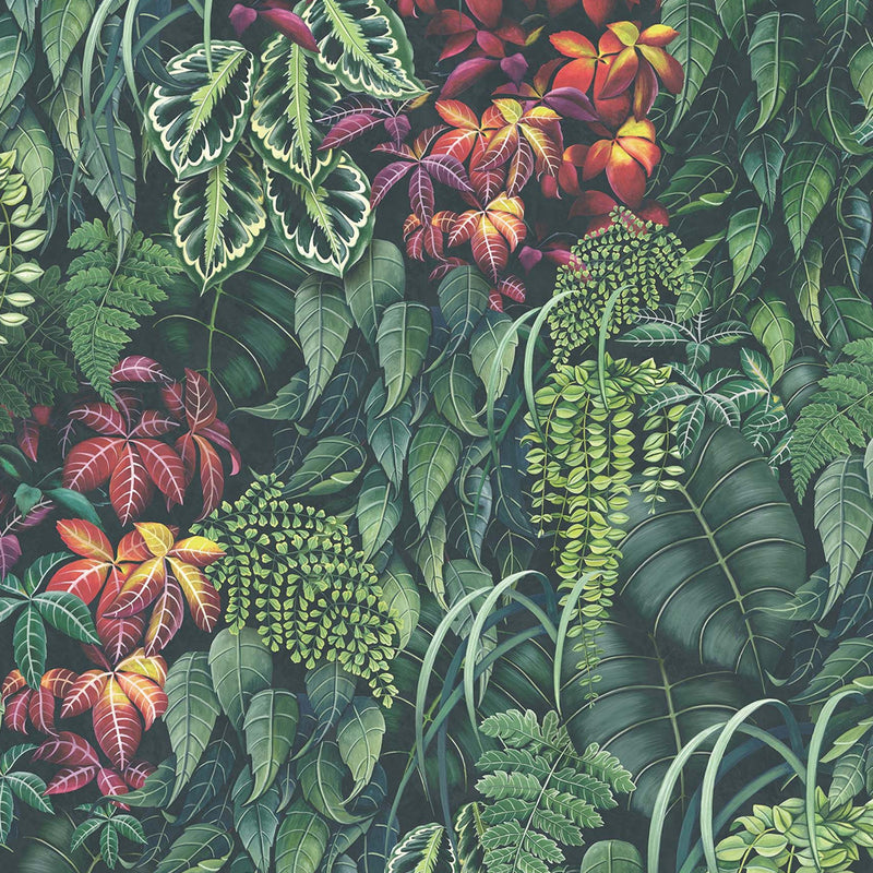 media image for Green Wall Wallpaper in Emerald and Red from the Folium Collection by Osborne & Little 265