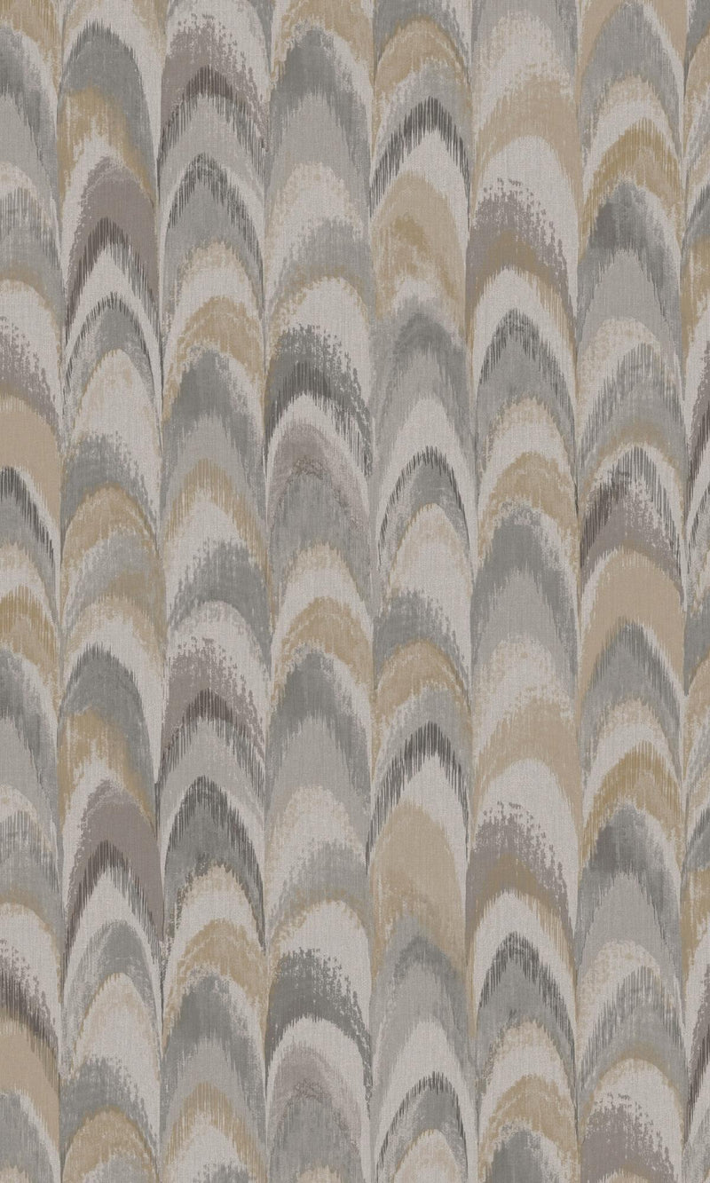 media image for Grey Peacock Feather-Inspired Geometric Wallpaper by Walls Republic 28