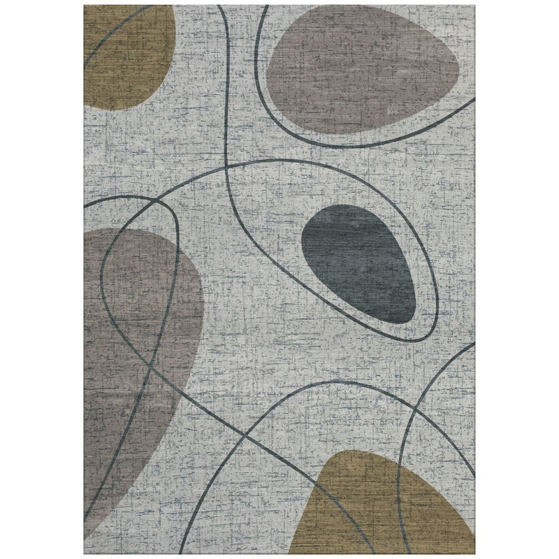 media image for Grey Beige Abstract & Organic Shapes Area Rug 257