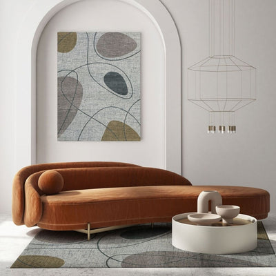product image for Grey Beige Abstract & Organic Shapes Area Rug 60