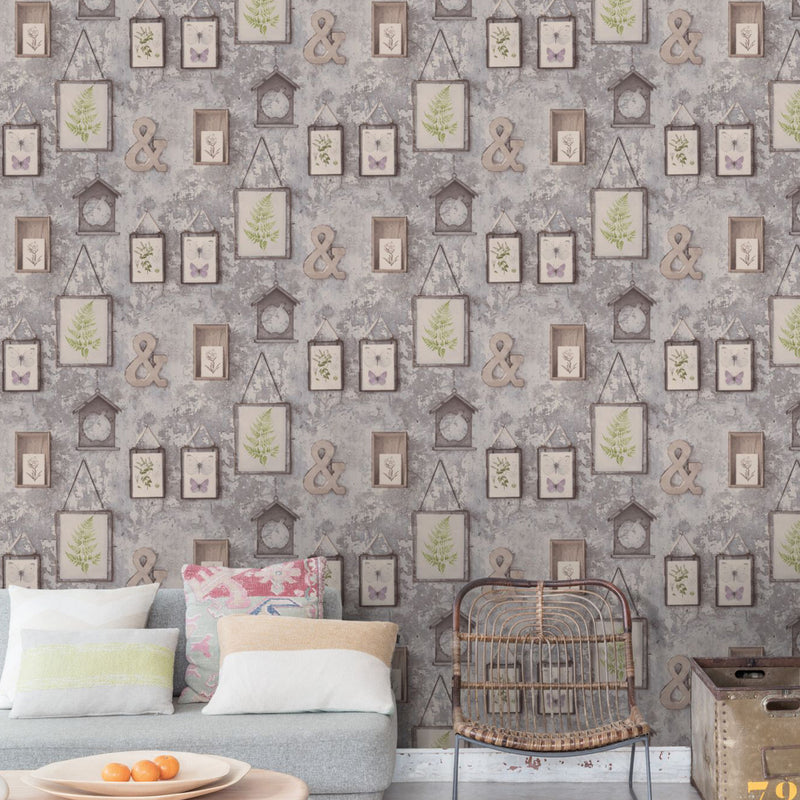 media image for Grey Decorative Faux Wall Wallpaper by Walls Republic 238