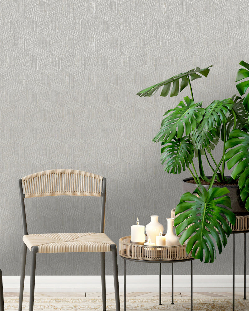 media image for Grey Dimensional Faux Grass Cloth Wallpaper by Walls Republic 293