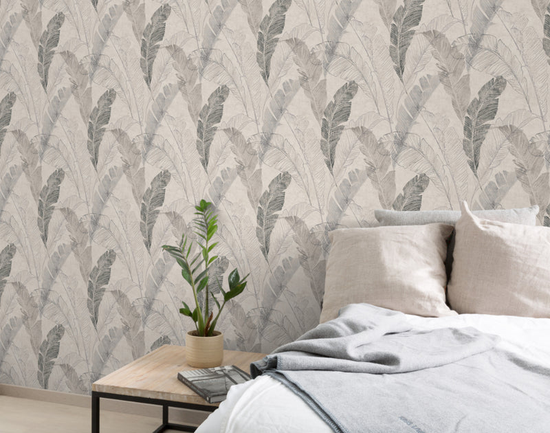 media image for Grey Illustrated Feathers Wallpaper by Walls Republic 226