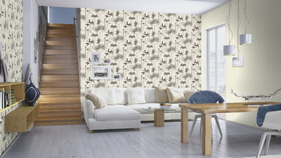 product image for Grey Whimsical Illustrated Botanics Wallpaper by Walls Republic 23