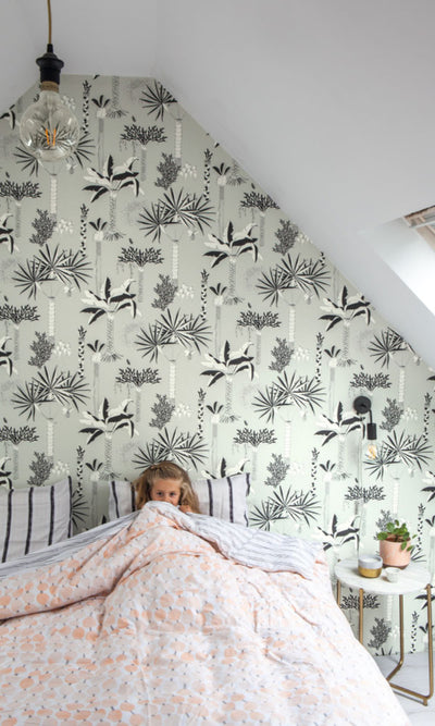 product image for Grey Whimsical Illustrated Botanics Wallpaper by Walls Republic 21