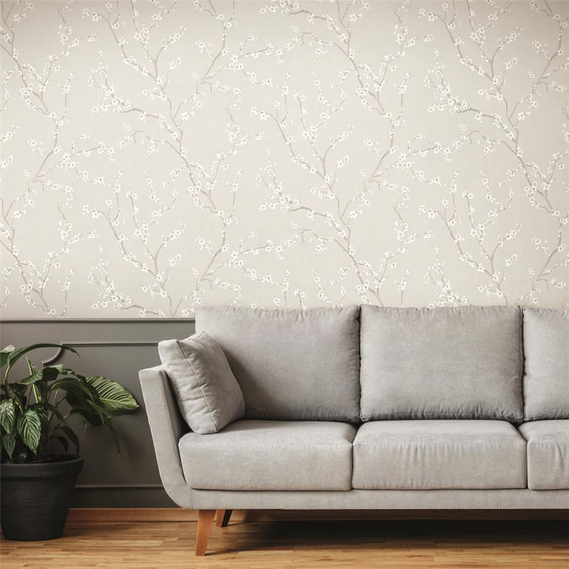 media image for Grey Cherry Blossom Peel & Stick Wallpaper by RoomMates for York Wallcoverings 284