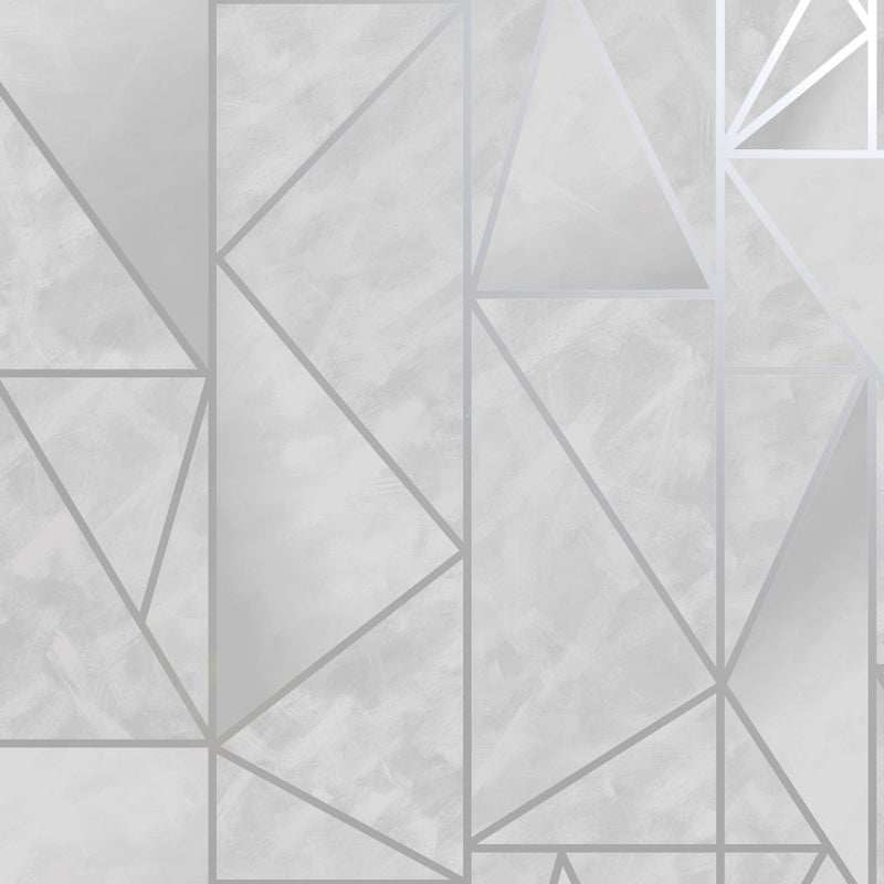media image for Grey & Silver Bohemian Metallic Triangles Wallpaper by Walls Republic 258