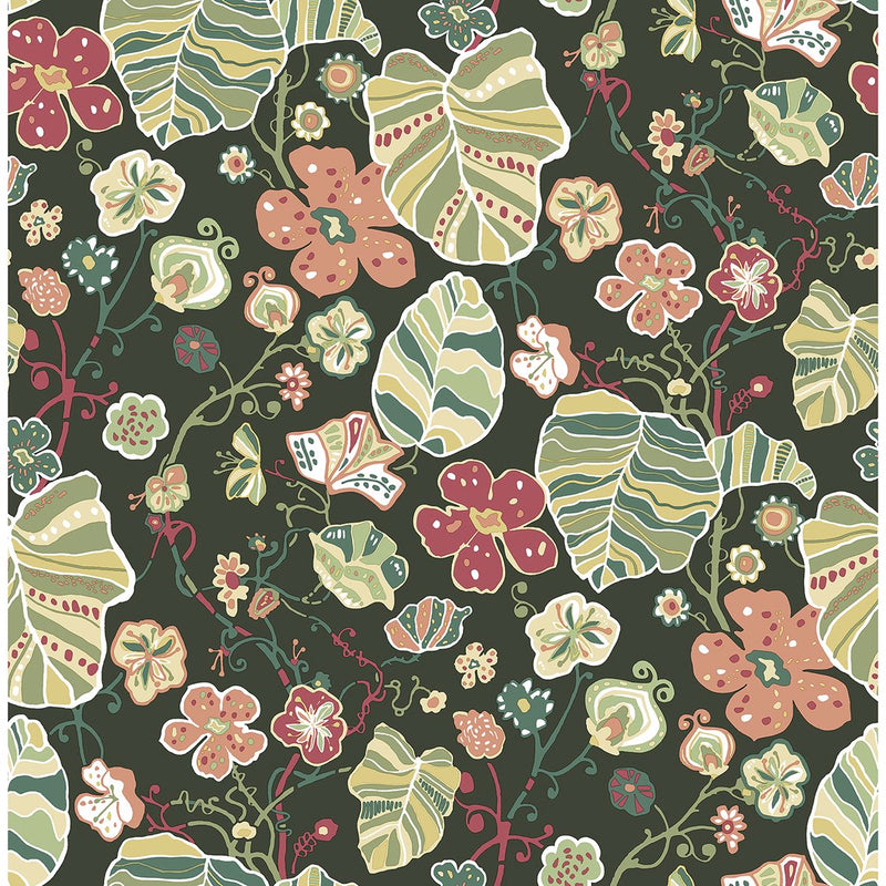 media image for Gwyneth Floral Wallpaper in Dark Green from the Bluebell Collection by Brewster Home Fashions 294
