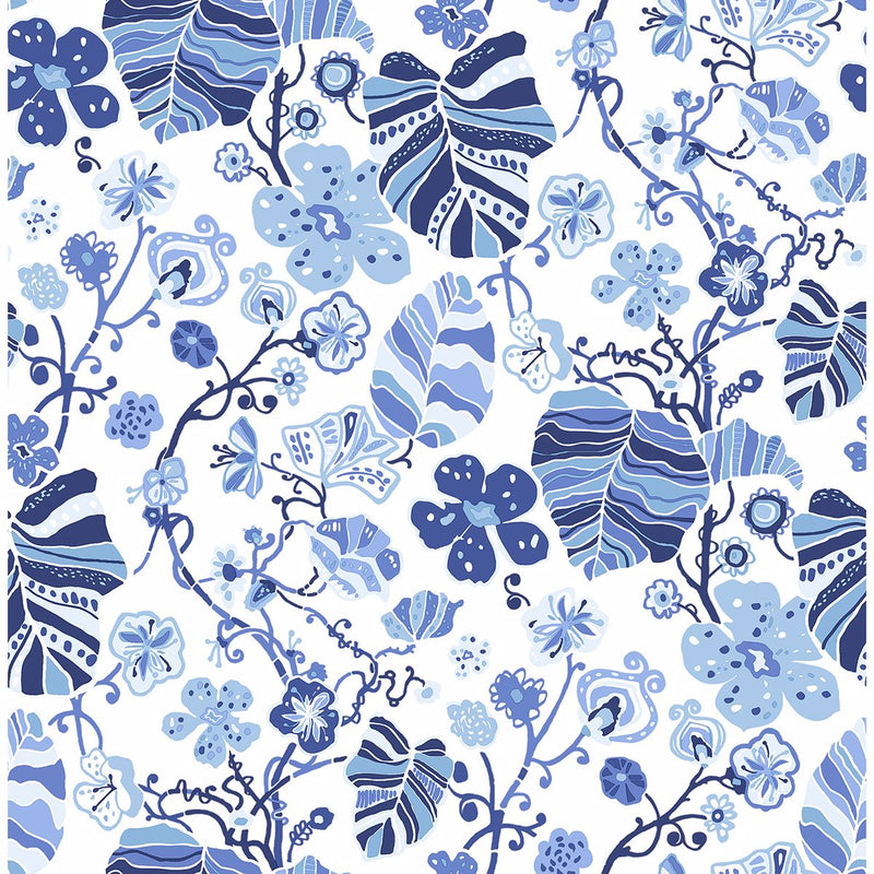 media image for Gwyneth Floral Wallpaper in Indigo from the Bluebell Collection by Brewster Home Fashions 296