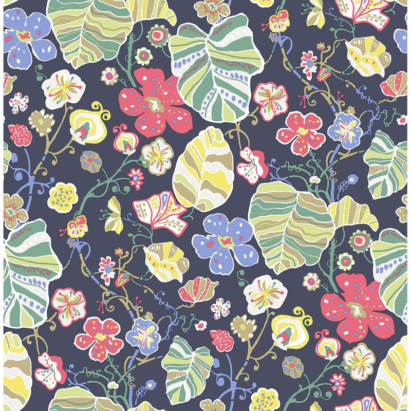 media image for Gwyneth Floral Wallpaper in Navy from the Bluebell Collection by Brewster Home Fashions 272