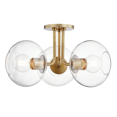 product image of margot 3 light semi flush by mitzi h270603 agb 1 551
