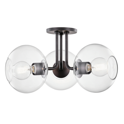 product image for margot 3 light semi flush by mitzi h270603 agb 2 85