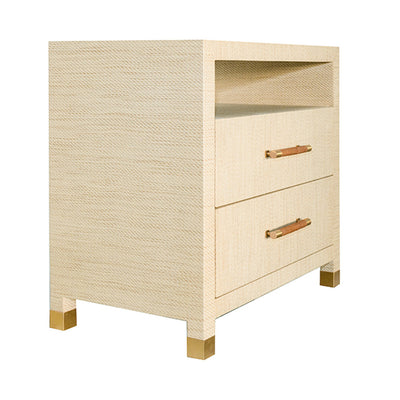 product image for two drawer side table with rattan wrapped handles by bd studio ii hancock nat 8 39