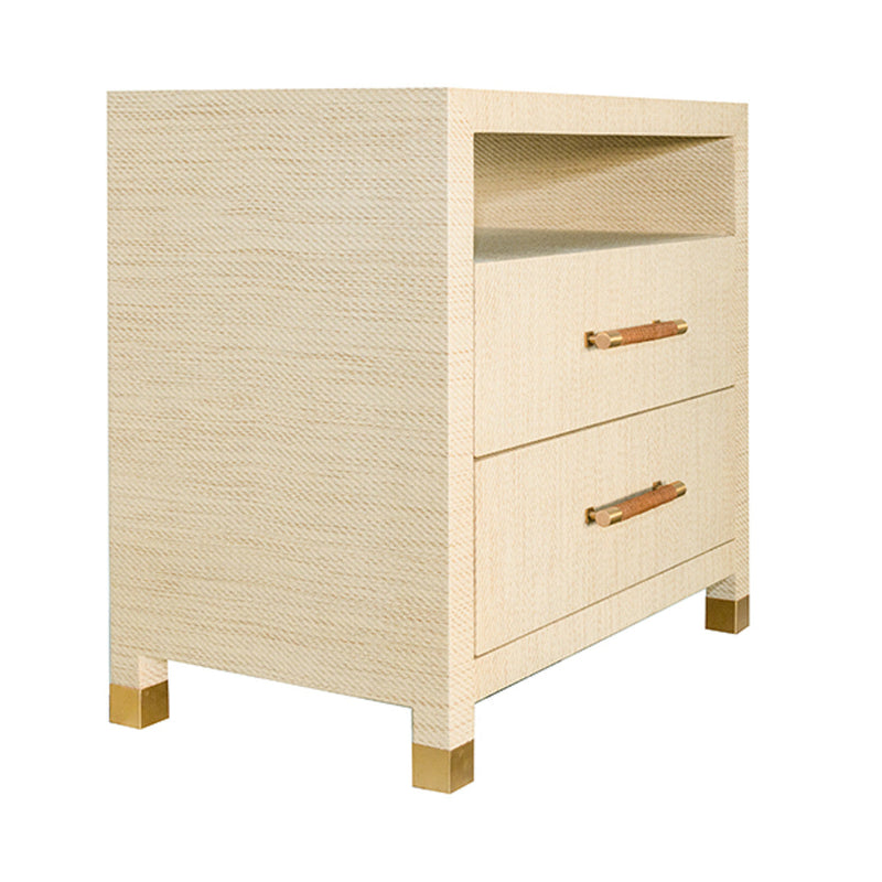 media image for two drawer side table with rattan wrapped handles by bd studio ii hancock nat 8 241