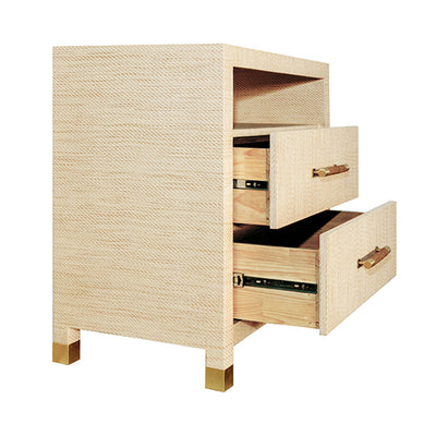 product image for two drawer side table with rattan wrapped handles by bd studio ii hancock nat 6 37