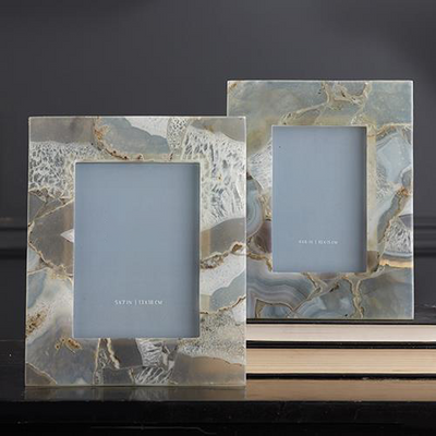 product image for set of 2 natural agate photo frames in gift box includes 2 sizes design by tozai 3 0