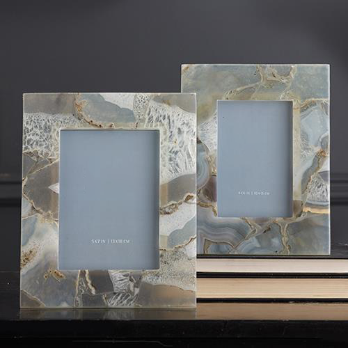 media image for set of 2 natural agate photo frames in gift box includes 2 sizes design by tozai 3 215