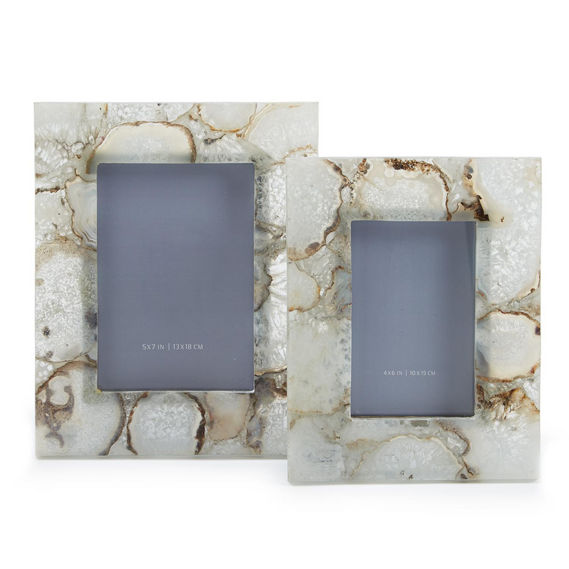 media image for set of 2 natural agate photo frames in gift box includes 2 sizes design by tozai 1 270
