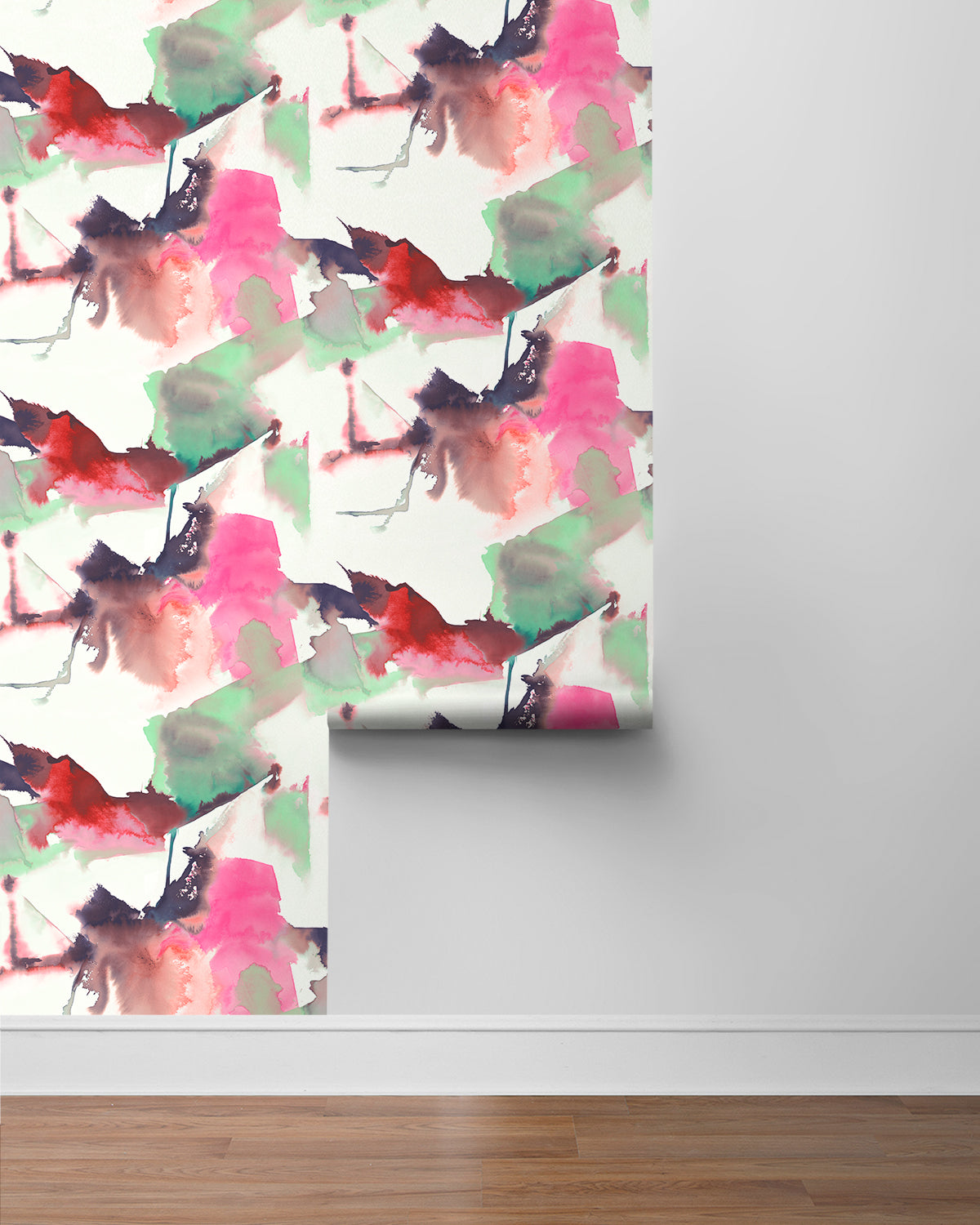 Shop Watercolor Block Peel & Stick Wallpaper in Fuchsia/Mint Green