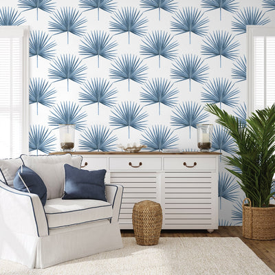 product image for Pacific Palm Peel & Stick Wallpaper in Coastal Blue 25