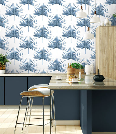 product image for Pacific Palm Peel & Stick Wallpaper in Coastal Blue 28