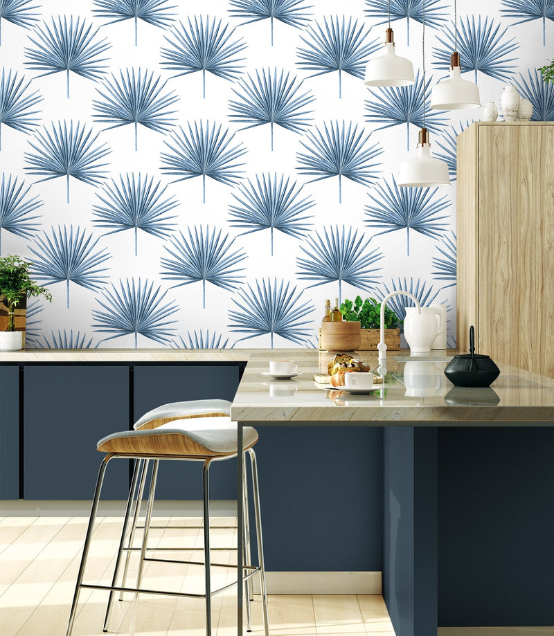 media image for Pacific Palm Peel & Stick Wallpaper in Coastal Blue 272