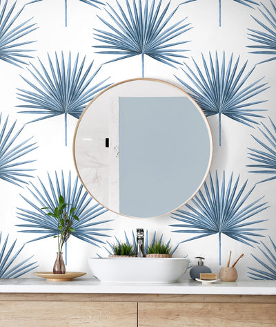 product image for Pacific Palm Peel & Stick Wallpaper in Coastal Blue 50