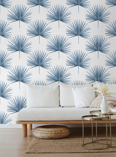 product image for Pacific Palm Peel & Stick Wallpaper in Coastal Blue 58