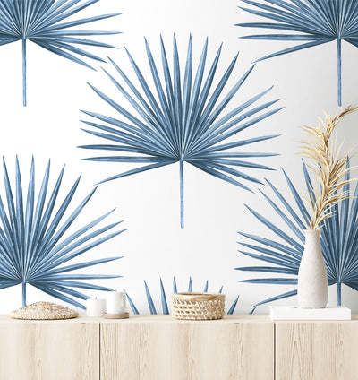 product image for Pacific Palm Peel & Stick Wallpaper in Coastal Blue 83
