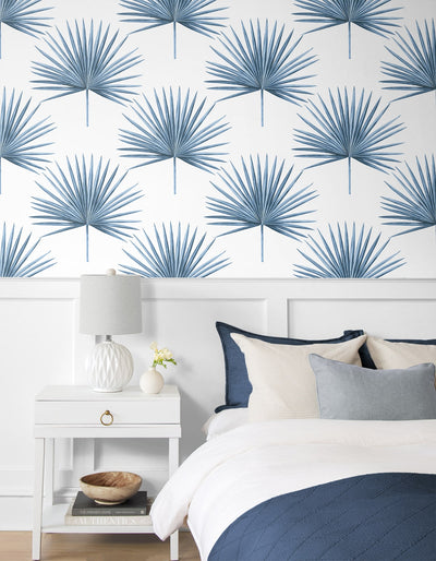 product image for Pacific Palm Peel & Stick Wallpaper in Coastal Blue 56