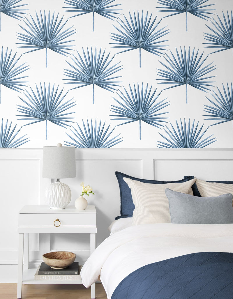 media image for Pacific Palm Peel & Stick Wallpaper in Coastal Blue 238