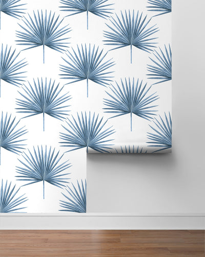 product image for Pacific Palm Peel & Stick Wallpaper in Coastal Blue 5