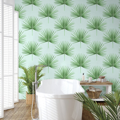 product image for Pacific Palm Peel & Stick Wallpaper in Celeste & Jade 1