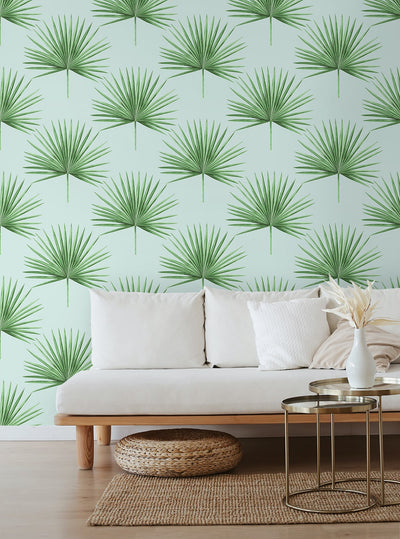 product image for Pacific Palm Peel & Stick Wallpaper in Celeste & Jade 29