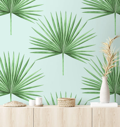 product image for Pacific Palm Peel & Stick Wallpaper in Celeste & Jade 40