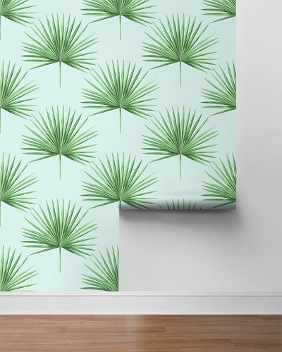 product image for Pacific Palm Peel & Stick Wallpaper in Celeste & Jade 62
