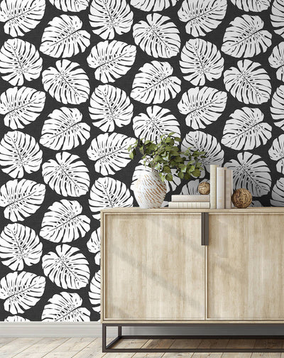 product image for Monstera Leaf Peel & Stick Wallpaper in Shadow 93