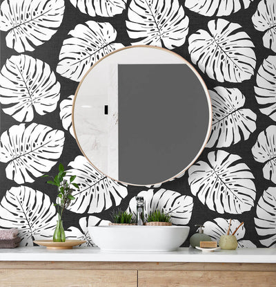 product image for Monstera Leaf Peel & Stick Wallpaper in Shadow 75