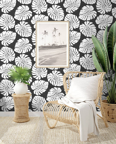 product image for Monstera Leaf Peel & Stick Wallpaper in Shadow 59