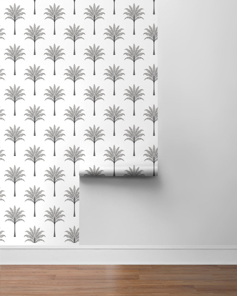 media image for Montgomery Palm Peel & Stick Wallpaper in Harbor Grey 236