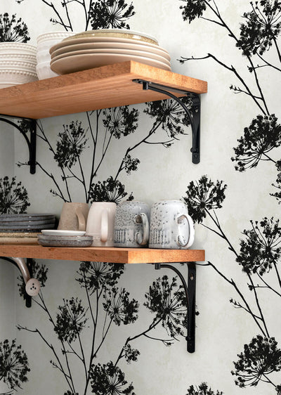 product image for Dandelion Floral Peel & Stick Wallpaper in Ebony 86