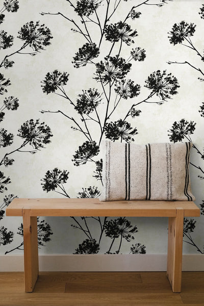 product image for Dandelion Floral Peel & Stick Wallpaper in Ebony 75